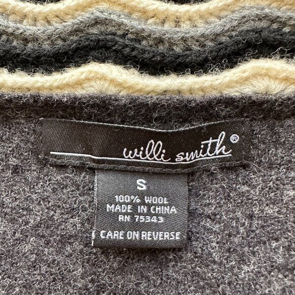 Willi Smith Sweater Womens Small 100% Wool Cardigan 1 Button Close Grey - Picture 3 of 10